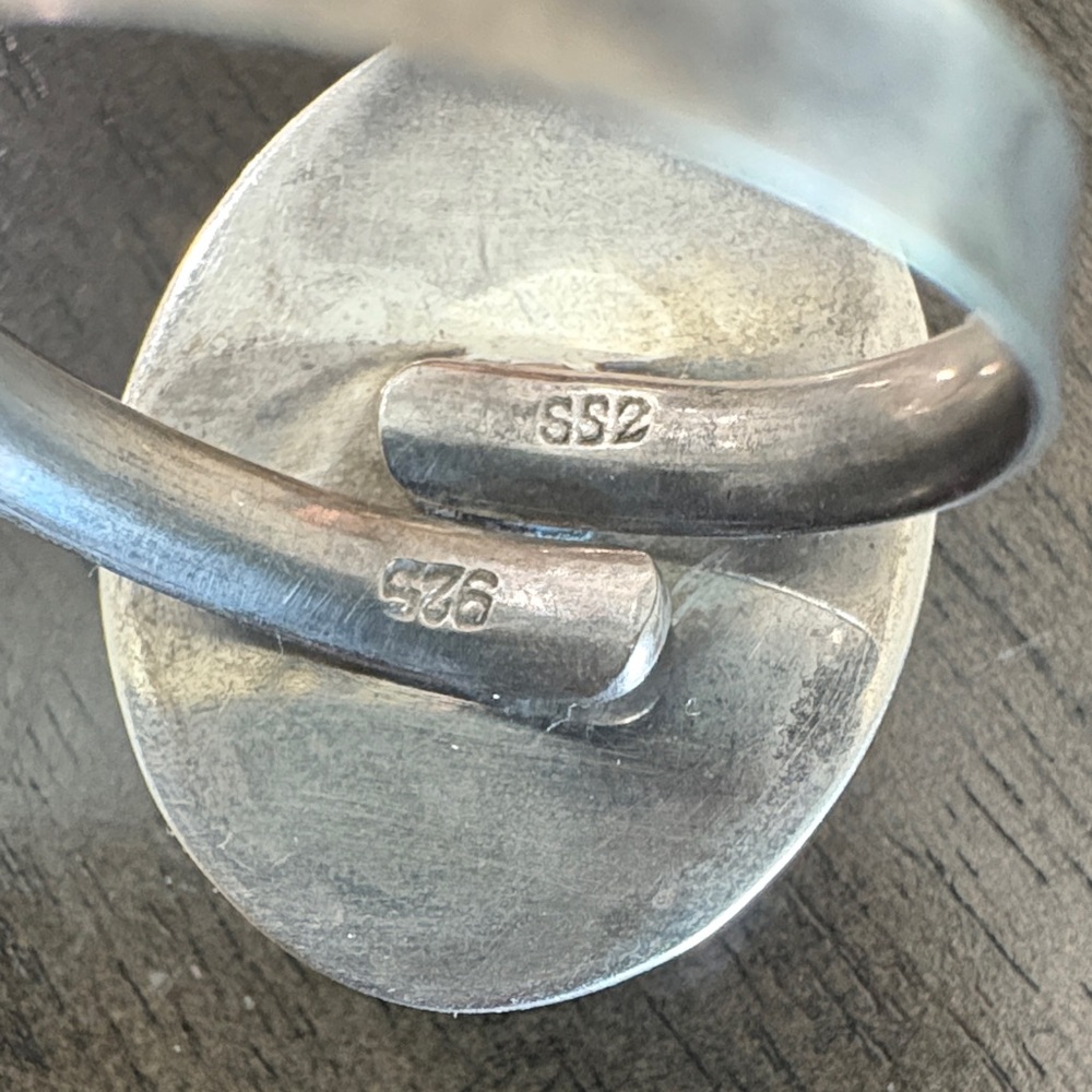 Artistic Silver Ring with Blue Stone - Picture 3 of 5